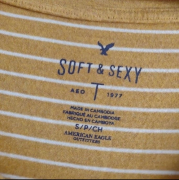 3/$20 american eagle • soft and sexy yellow stripe long sleeve tee - Picture 5 of 5
